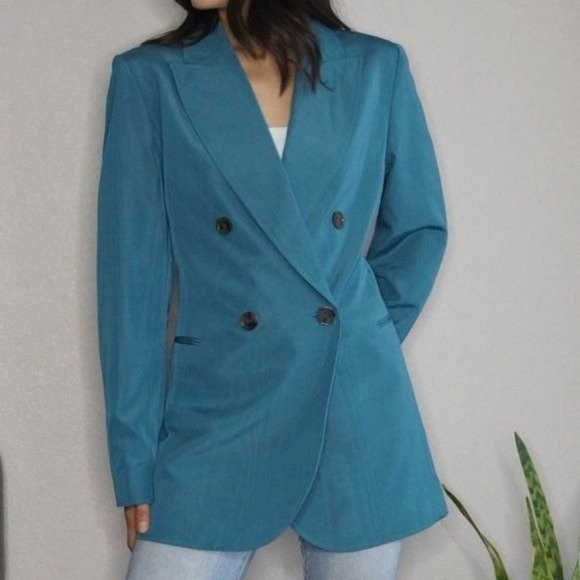 Oscar de La Renta Double Breasted SlateBlue Blazer size 10 - Picture 3 of 15
